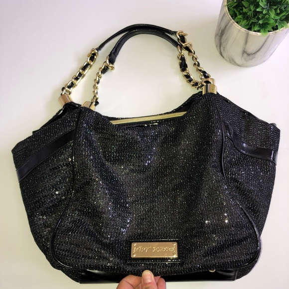 Betsey Johnson Handbags - Betsy Johnson Black Sequined Hobo Purse